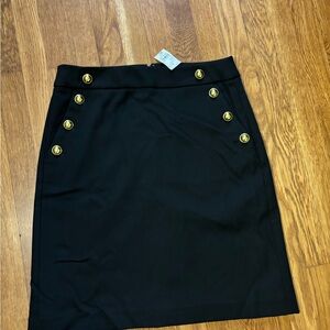 LOFT Black Pencil Skirt with Gold Buttons